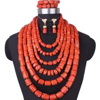 4ujewelry nigerian jewelry set for women 11 19mm original coral beads african necklace set 6 layers luxury bridal jewelry set