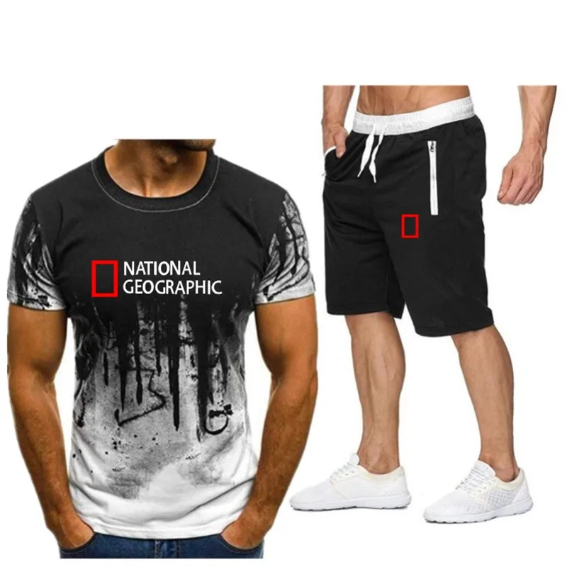 

Ropa deportiva para hombre, camiseta + Pantalones cortos, 2 piezas, para correr, primavera y verano, 2021