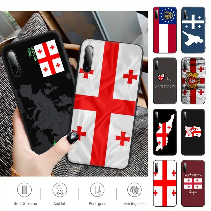 

Georgia Flag Black Silicone Phone Case For Samsung Galaxy S9 S10 S20 S21 S30 Plus Ultra S10e S7 S8 Cover