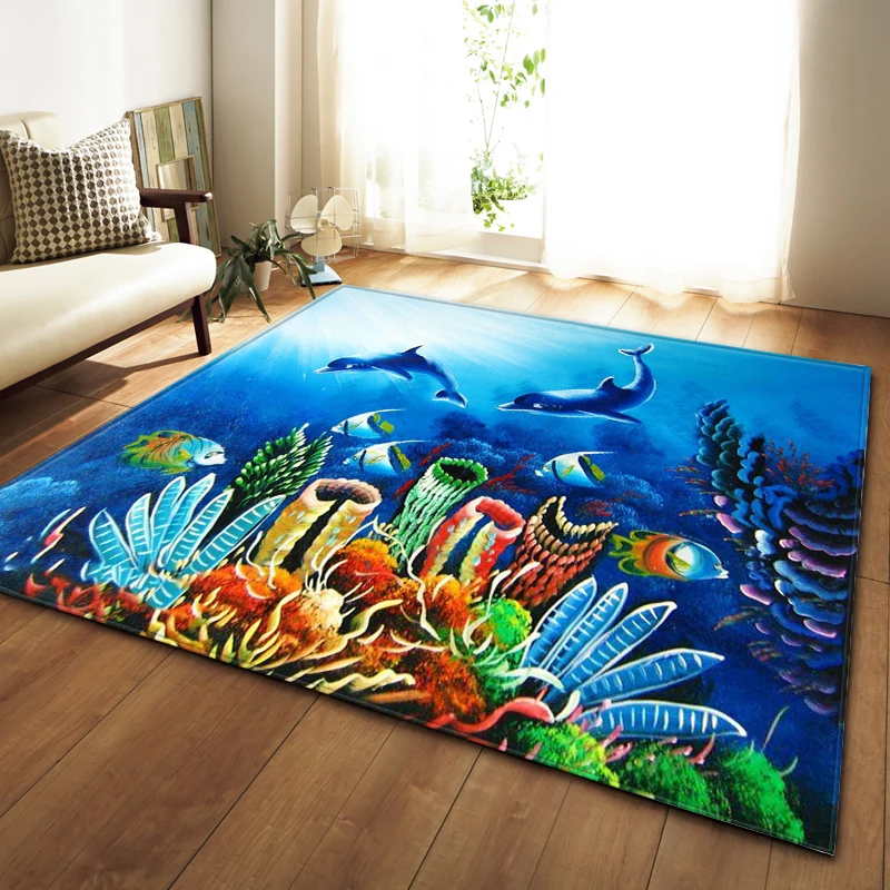 3D Океанский мир коврик Мягкий Нескользящий диван для гостиной ковер детской