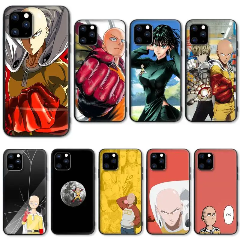 Чехол для телефона One Punch Man Сайтама iphone 11 12 Pro Max черный чехол Xs X XR 7 8 6 6S Plus 5 5S SE 2020
