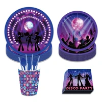 disco fever dinner dessert plates nightclub bar party disposable tableware sets adults disco happy birthday party decoration