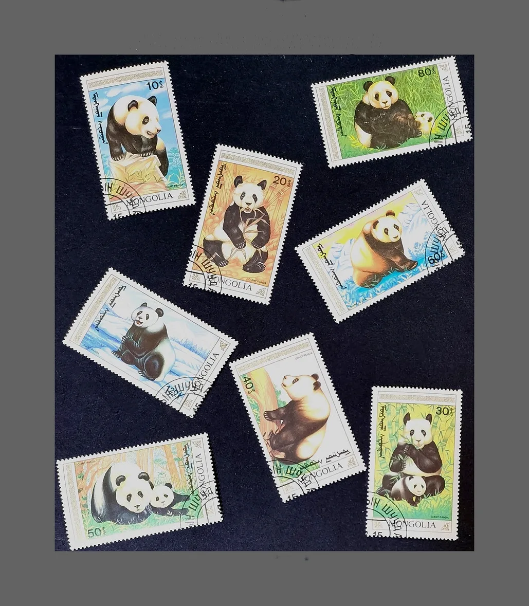 

8 PCS,Mongolia Post Stamp,1990,Panda Stamp,Animal Stamp,Stamp Collection,Used with Post Mark