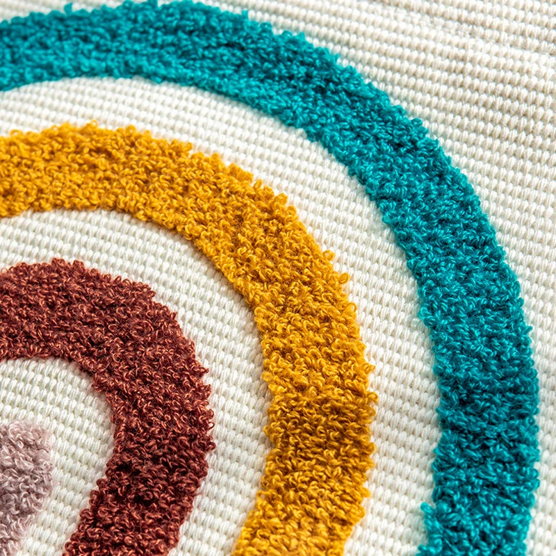

Embroidery Tapestry Tufting Geometric Rainbow Boho Fabric Hanging Blanket Nordic Home Room Decoration Accessories Wall Art Decor