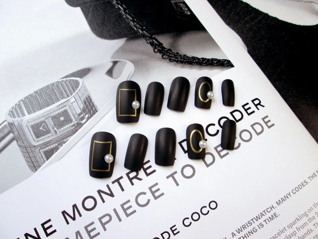 Fashion Black Matte Fake Nails Finished Glamour Nail Salon Supplies and Tools 24pcs/box | Красота и здоровье