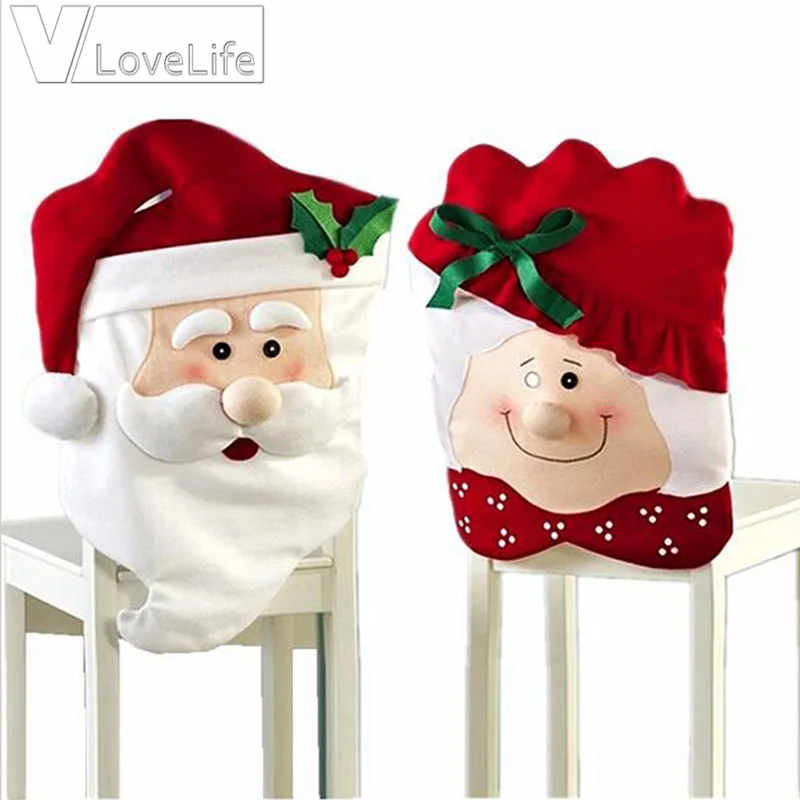 Рождественский чехол на стул 2 шт. чехлы спинки стула Санта-Клауса украшения для