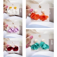 2021 korea new design hot sale fashion jewelry acrylic petals earrings drops exaggerated earrings for women girls gift