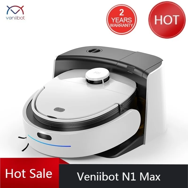 

2020 New Veniibot N1 Max Robot Vacuum Cleaner with Self-cleaning Mop Fabrics Systerm Mopping with Pressure APP Control