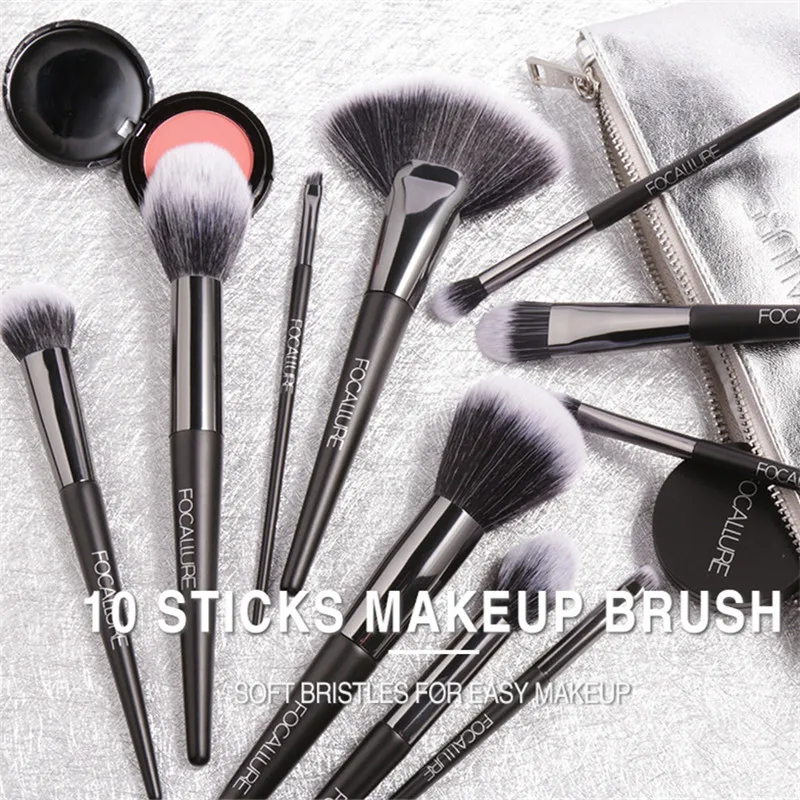 FOCALLURE 10 шт. Профессиональные кисти для макияжа набор кистей Набор инструментов