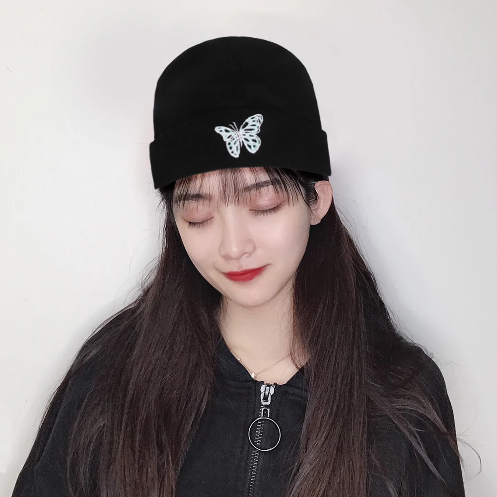 

Korean Knitted Warm Hats Autumn Winter Women Men Butterfly Skullies Beanie Caps Unisex Headwear