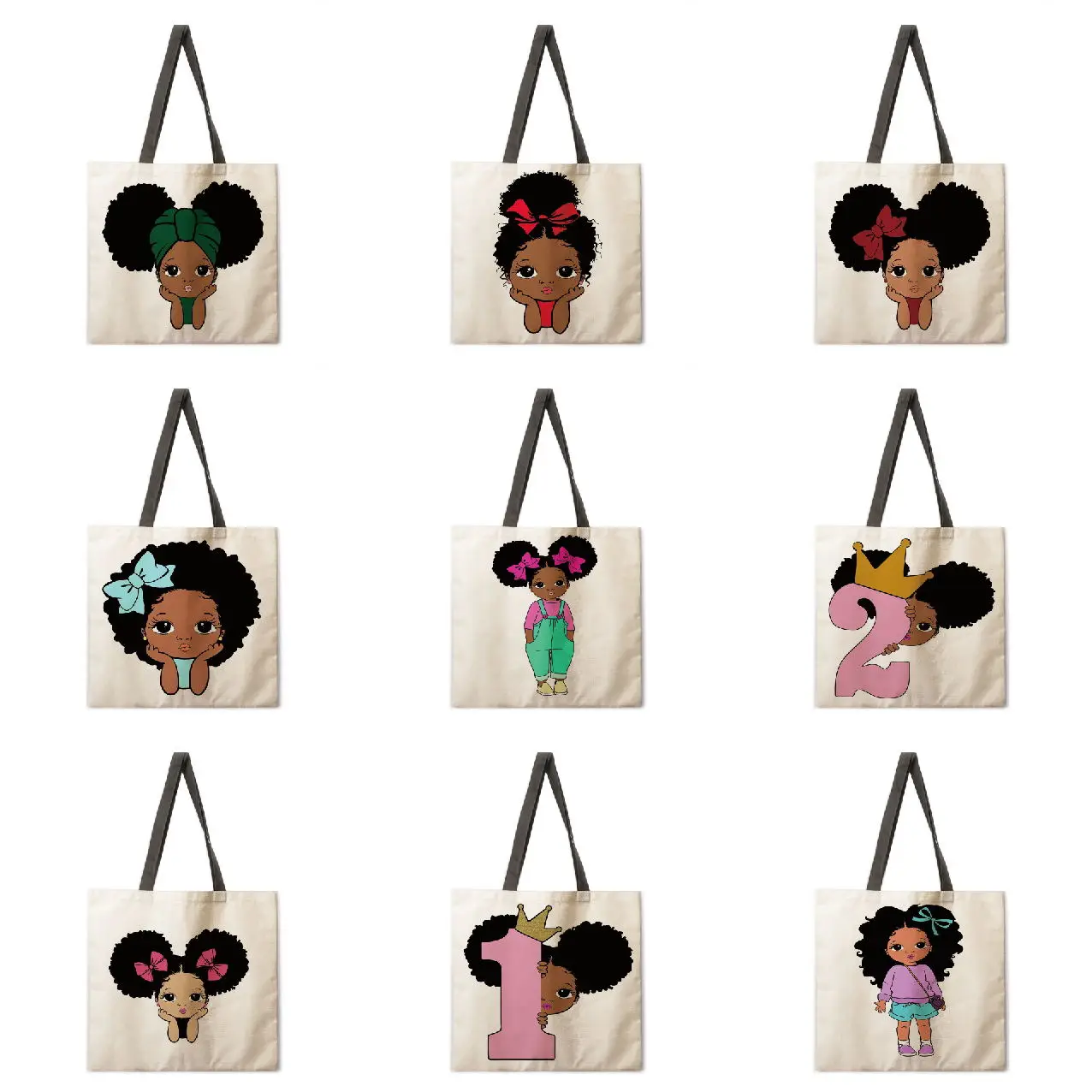 

Personalized cute girl printed handbag designer durable shopping travel sports bag ladies casual handbag tote bag