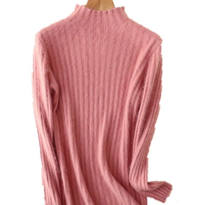 

2020 New Autumn Winter 100% Mink Cashmere Sweater Warm Soft Elasticity Turtleneck Pullovers for Women Female 11 Colors Jumpers