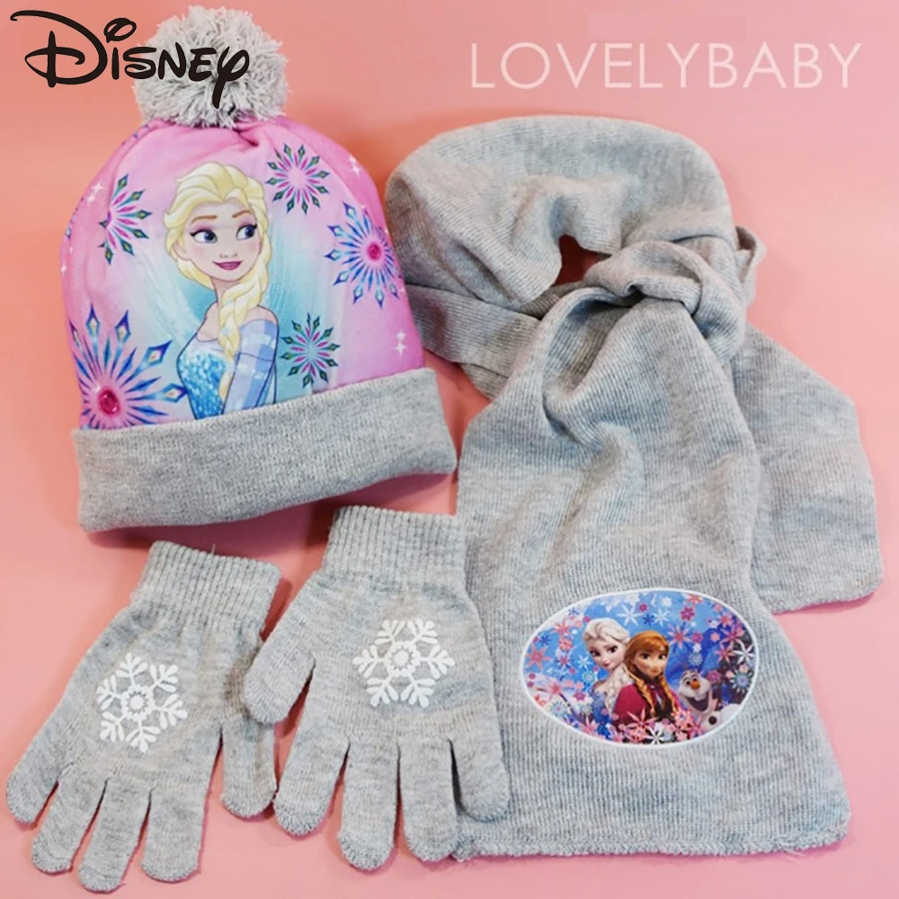 

Детская шапка, шарф и перчатки Disney, комплект из трех предметов, зимняя детская шапка, Вязаный милый шарф и перчатки, костюм для мальчиков и де...