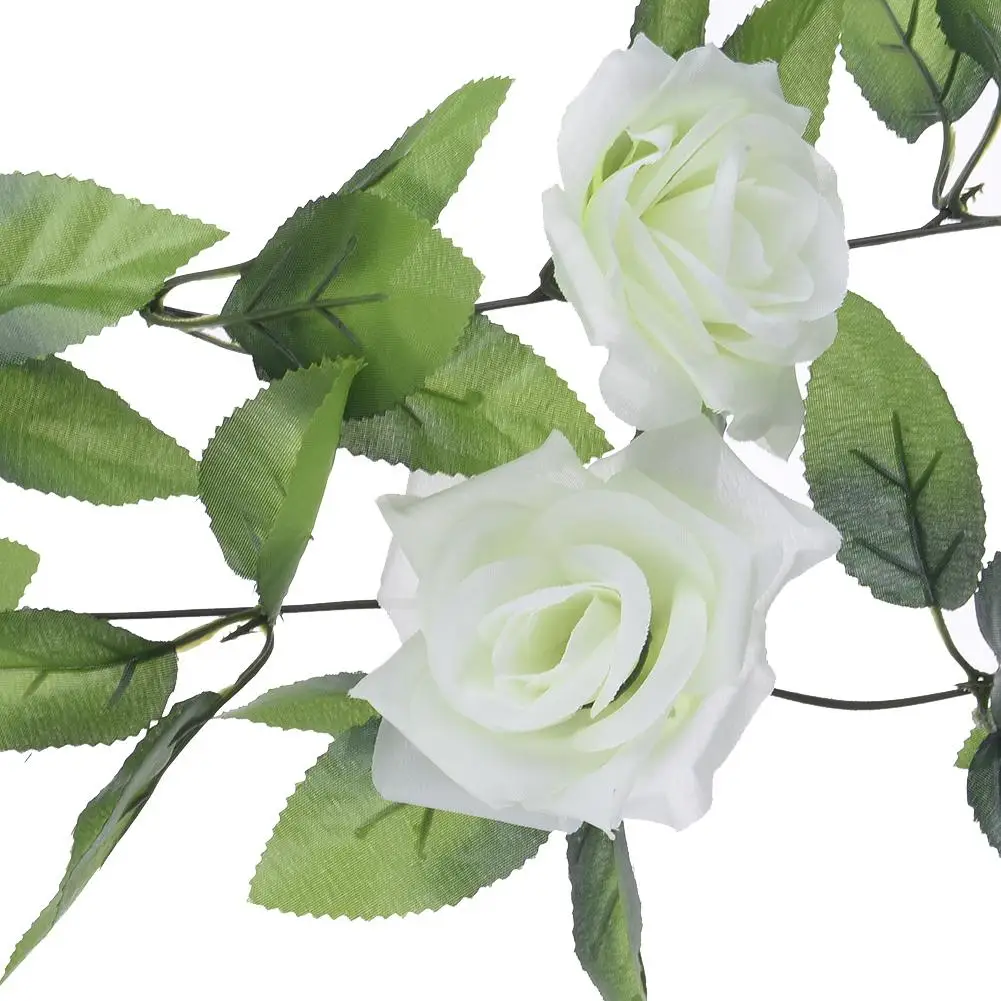 2 4 м искусственные розы лоза цветы гирлянда из ротанга винограда с зелеными