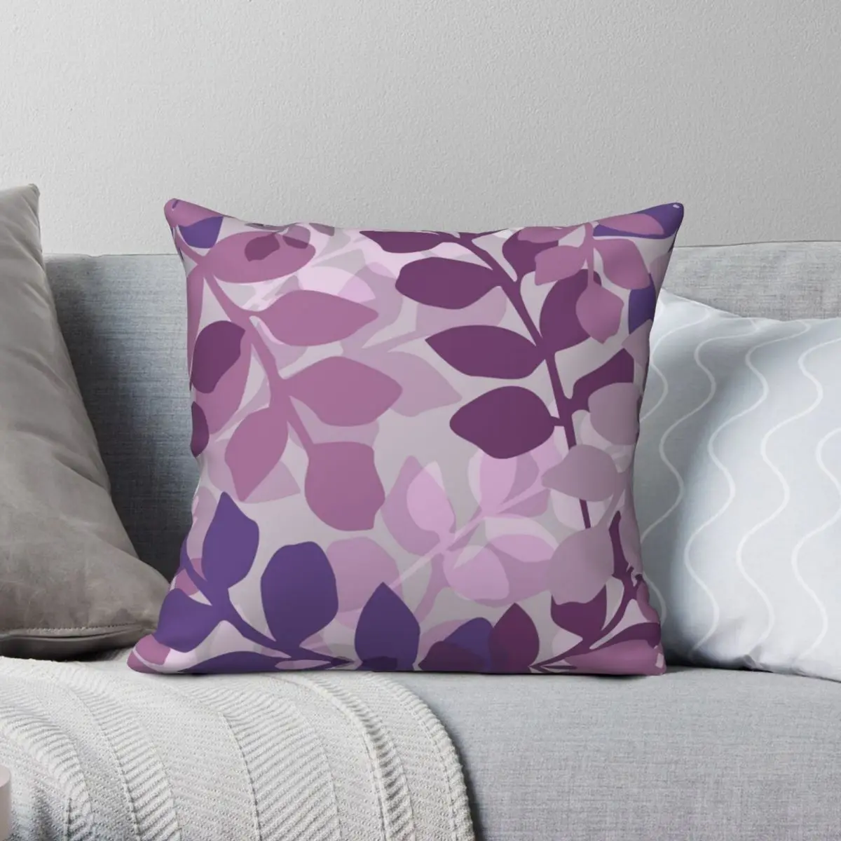 Ультрафиолетовый лавандовый лиловый фиолетовый квадратный чехол с листьями для