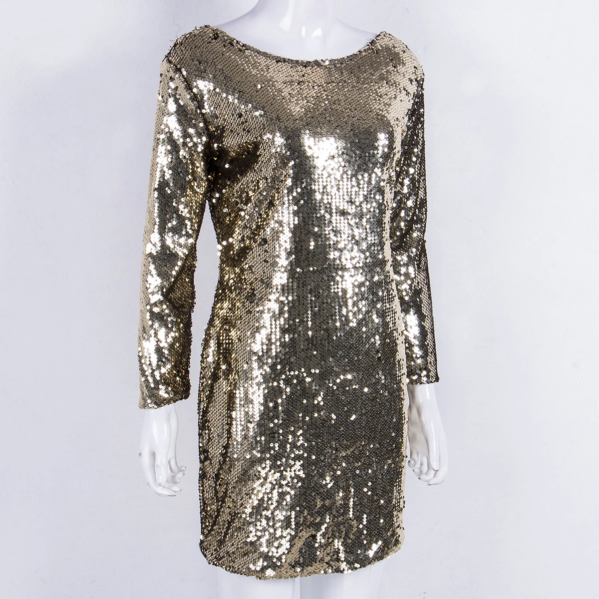 Женское вечернее платье с золотыми блестками Клубное короткое размеры S-XL 2019 |