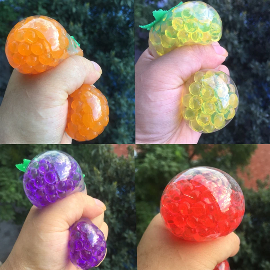 

2021 NEW Grape Exhaust Ball Squeeze Toys Vent Colored Beads Ball Bubbles Big Beads Fruits stress reliever Toys Gift