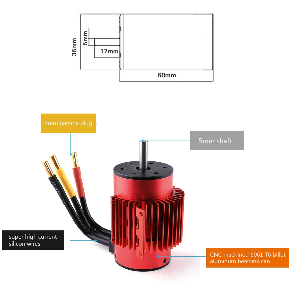 GoolRC 3660 3300KV бесщеточный двигатель с радиатором 60A брызгозащищенный ESC 6 0 V/3A BEC для