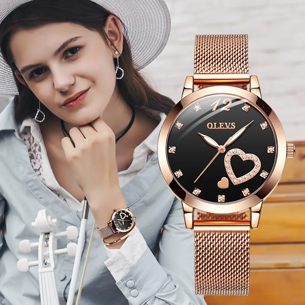 

OLEVS New Fashion Women Watches with Mesh Bracelet Top Brand Casual Luxury Dress Waterproof Wristwatch for Lady zegarek damski