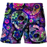 flower beach pants mens skull quick dry loose shorts beach resort hot spring swimming trunks large size