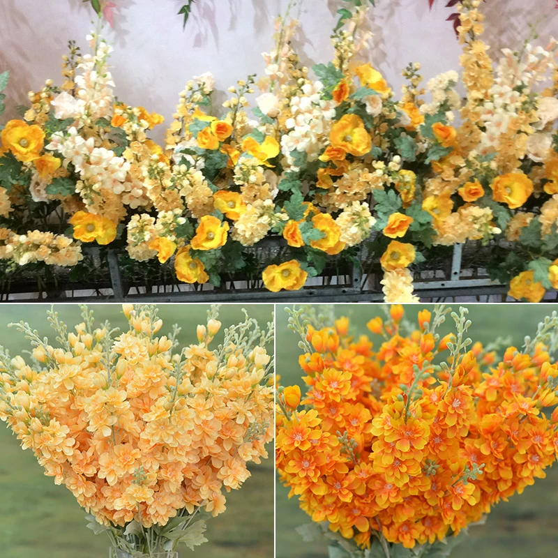 87 см фиолетовый delphinium DIY букет орхидей Шелковый гиацинт Континентальный Искусственные цветы Свадебные, домашние, вечерние, рождественские украшения