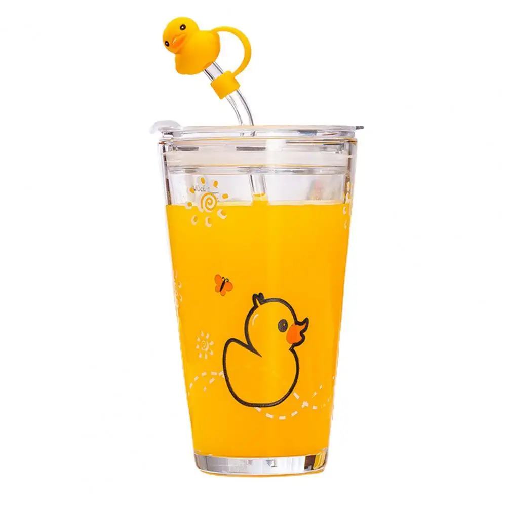 

1 Set Glass Cup Cartoon Design Multifunctional Creative Children Breakfast Milk Mug for Home