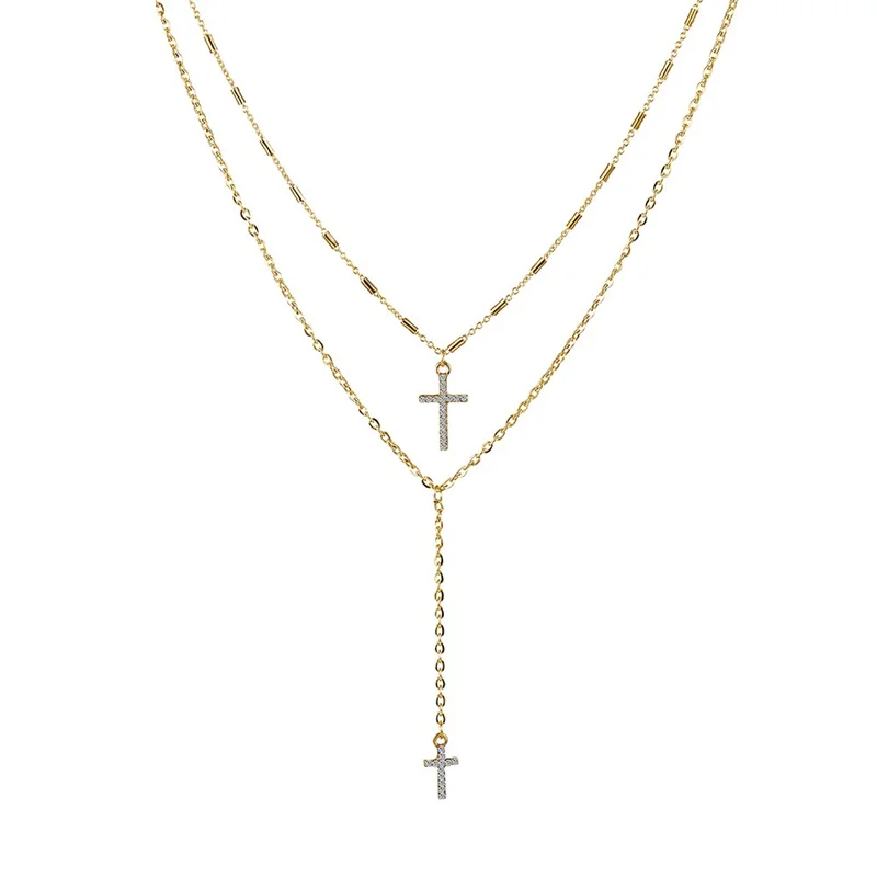 Модное ожерелье FNIO 2019 с крестом золотого и серебряного цвета минималистичное на
