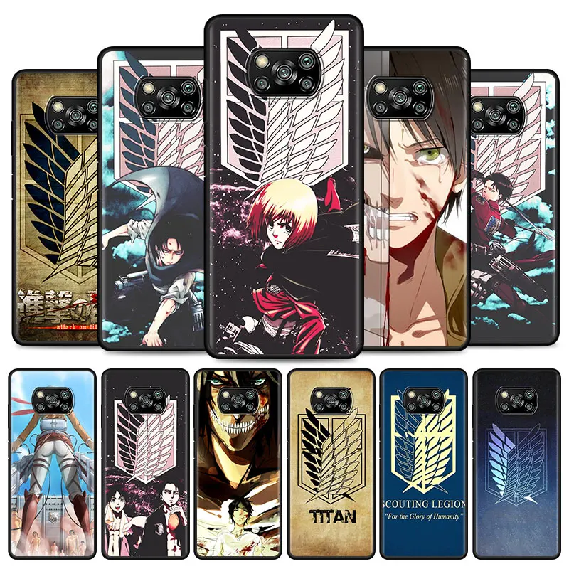 anime attack on titan cell phone case for xiaomi poco x3 nfc m3 f1 f3 mi 10t 9t note 10 10t pro a2 lite 5g 11 9 se cc9 cover free global shipping