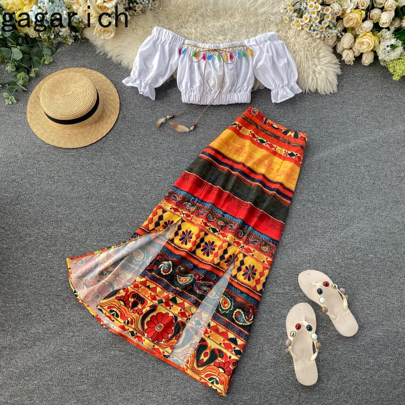 Женский комплект из двух предметов Gagarich Модный в богемном стиле короткий рукав