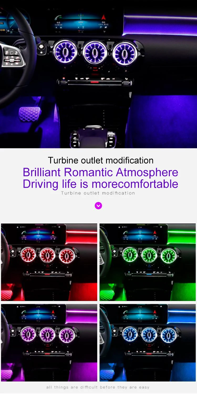 5Pcs Air Vent Led Ambient Light Turbine Outlets Lamp 64 Color For Mercedes-Benz