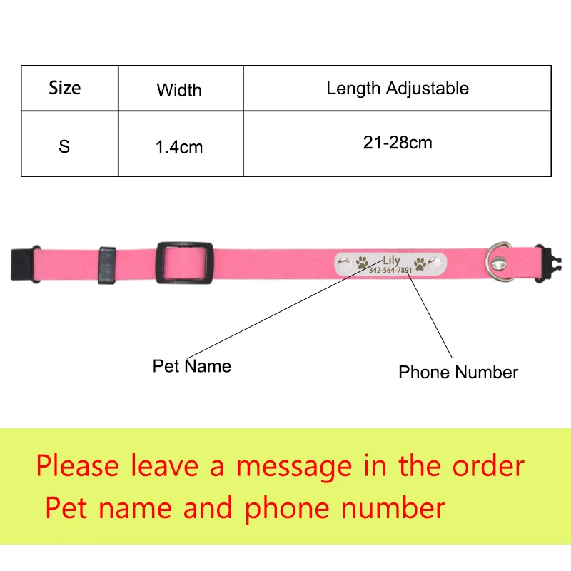 Именная табличка на заказ ошейник для кошек персонализированный мягкий