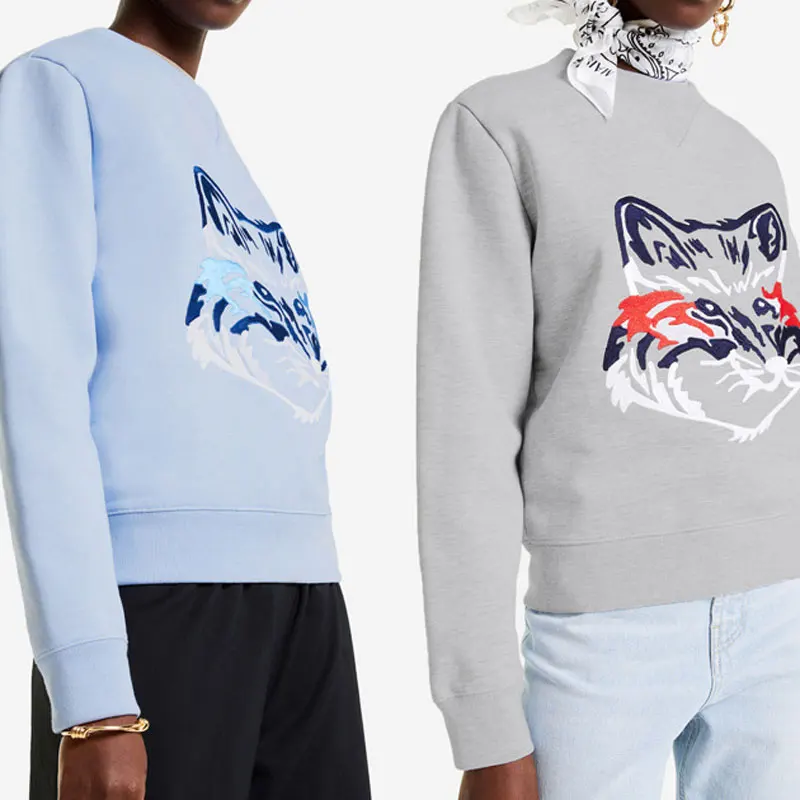 

Fox Jacquard women Sweatshirt o-neck long sleeve simple casual lady pullover tops