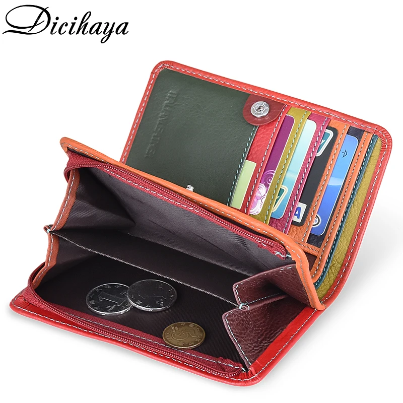 DICIHAYA Rfid Женский кошелек из натуральной кожи, Женский кошелек Portomonee, кошелек для монет, женские короткие сумки для денег, дизайнерская цветная открытка с вышивкой, сумка