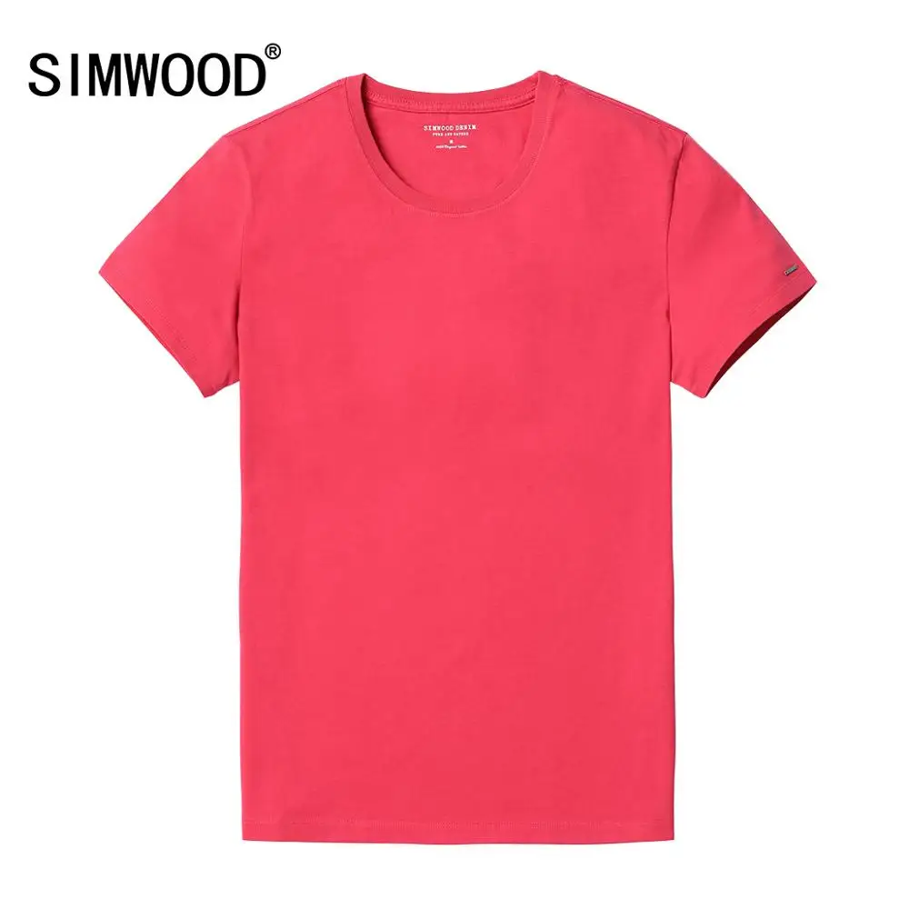 Мужская футболка SIMWOOD обтягивающая Однотонная из 100% хлопка для фитнеса большого