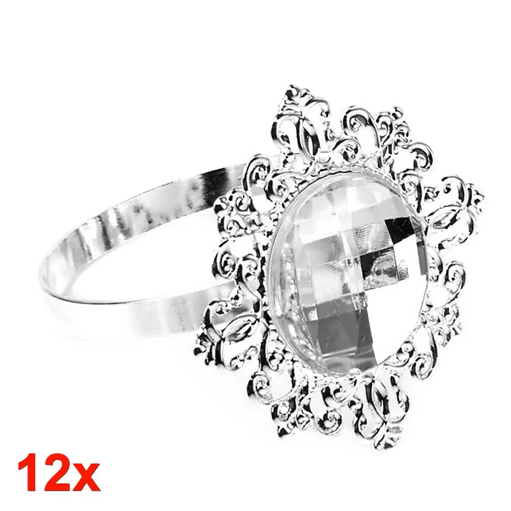 

12pcs Bling Acrylic Napkin Rings Napkins Holder Wedding Party Banquet Dinner Christmas Decor Favor ALI88