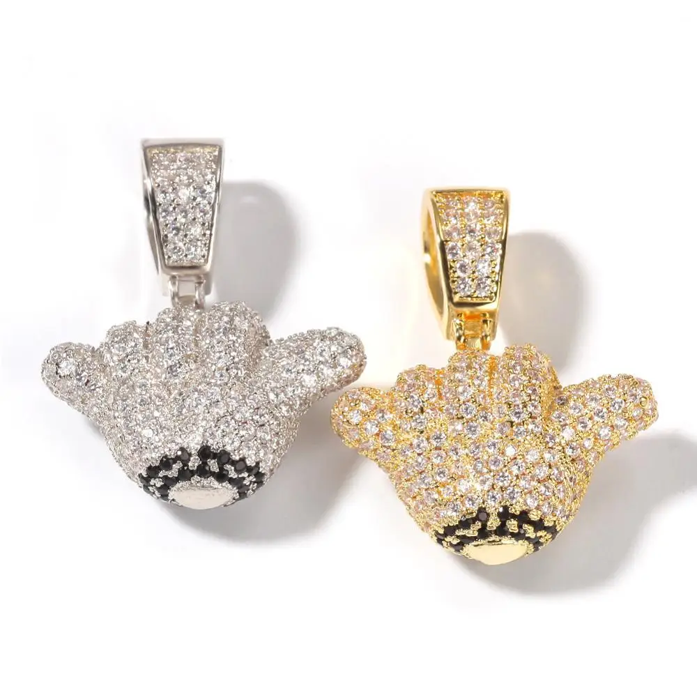 Iced Out Shaka Ручной знак ожерелье и кулон Новое поступление AAA циркон мужское Мода хип