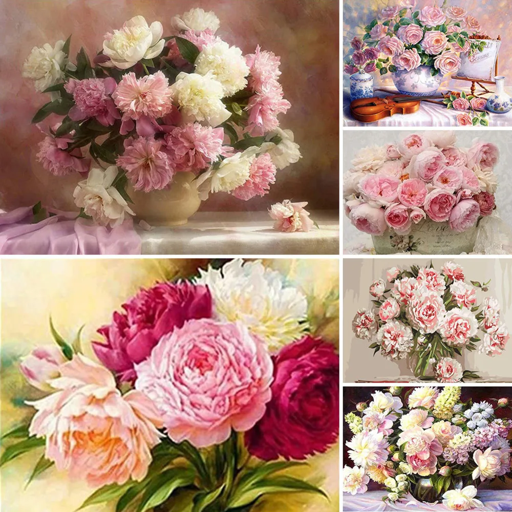 Meian Алмазная мозаика с розовым пионом домашний декор 5D картины стразы алмазная