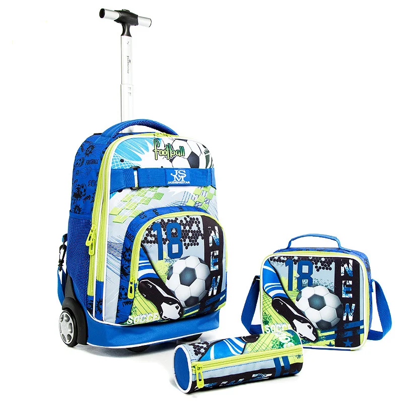 Cartoon Kids Wheel Backpack Boy Girls School Trolley Backpacks Wheeled Backpack School Rolling Backpacks for Boy Travel Bags