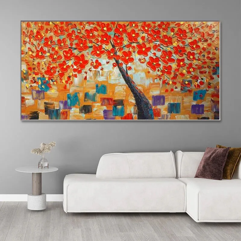

Modern Abstract Large Gold Money Tree Flower 3D Oil Painting on Canvas Home Decor Wall Art Picture for Living Room As Gift