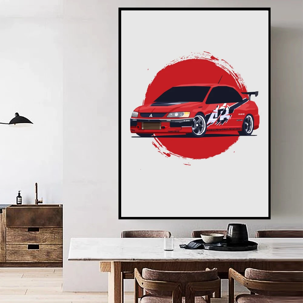 MITSUBISHI LANCER EVO IX настенный художественный постер для спортивного автомобиля