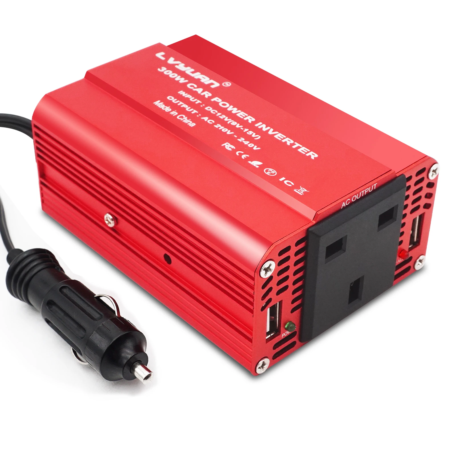 DC 12V to AC 230V Power Inverter 300W Mini Portable Voltage Converter Car Cigarette Lighter Plug UK Socket Auto Accessories | Автомобили и