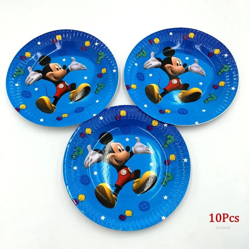 Plates 7Inch 10Pcs 10 шт. бумажные стаканчики с Микки Маусом для дня рождения, детские украшения, товары для вечеринки, детские подарки на день рождения с Микки Маусом - Цвет: Plates 7Inch 10Pcs