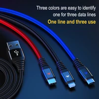 3in1 led usb charging cable 3in1 micro usb type c 8pin charger cable for iphone huawei multi usb port multiple usbc phone cable
