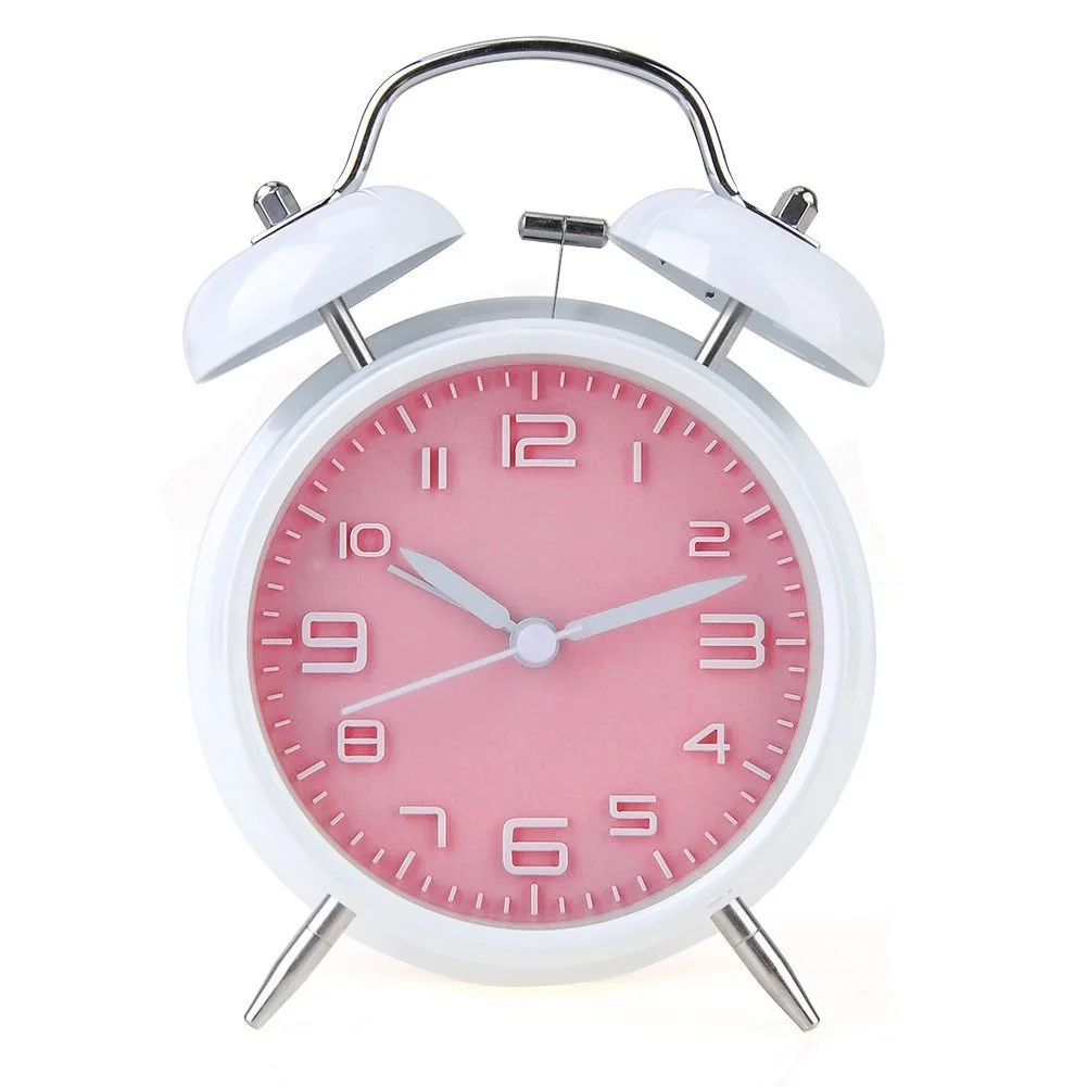 Vintage Alarm Clock Metal Twin Double Bell Number Silent Night Function | Дом и сад