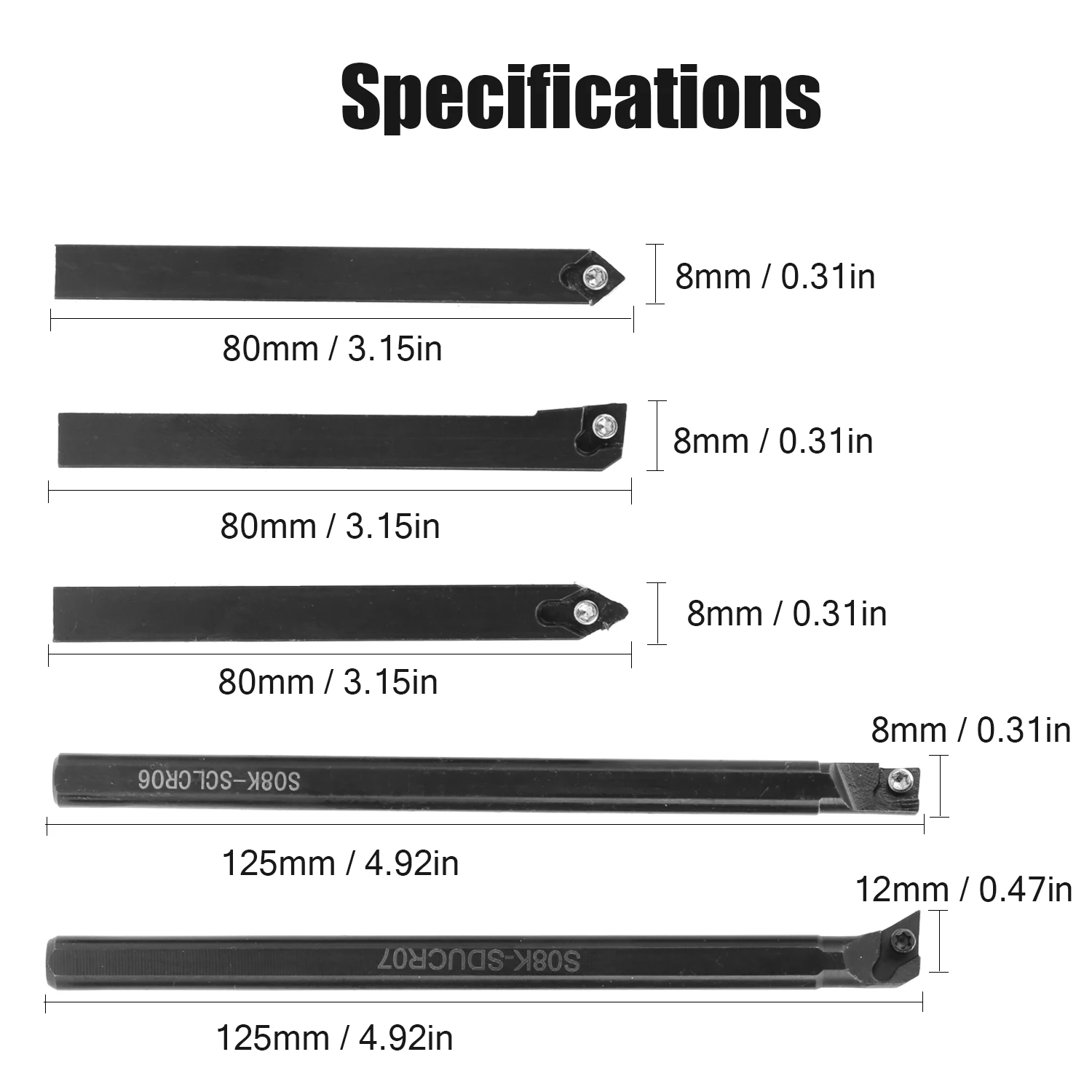 

5PCS 8mm Turning Tool Holder Boring Bar and 30pcs Insert Including 3PCS CCMT060204 + 2Pcs DCMT070204 Carbide Insert Set