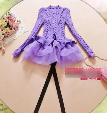 Женское платье-свитер MLXSLKY длинное трикотажное из шифона с круглым вырезом |