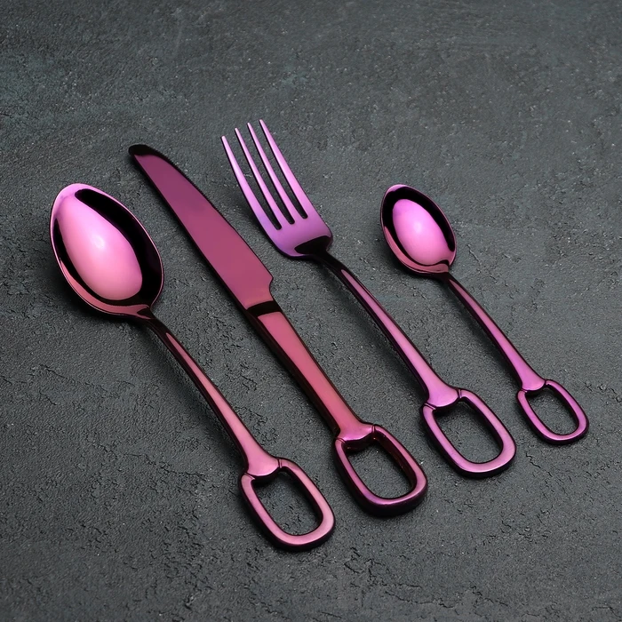 Набор столовых приборов Уникум 4 предмета цвет лиловый|Наборы приборов| |