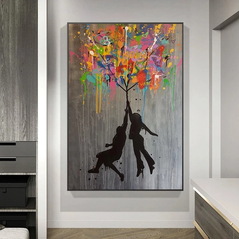

Abstract Graffiti Poster Modern Street Art Banksy Balloon Girl Cuadros Wall Art Picture for Living Room Home Decor Posters