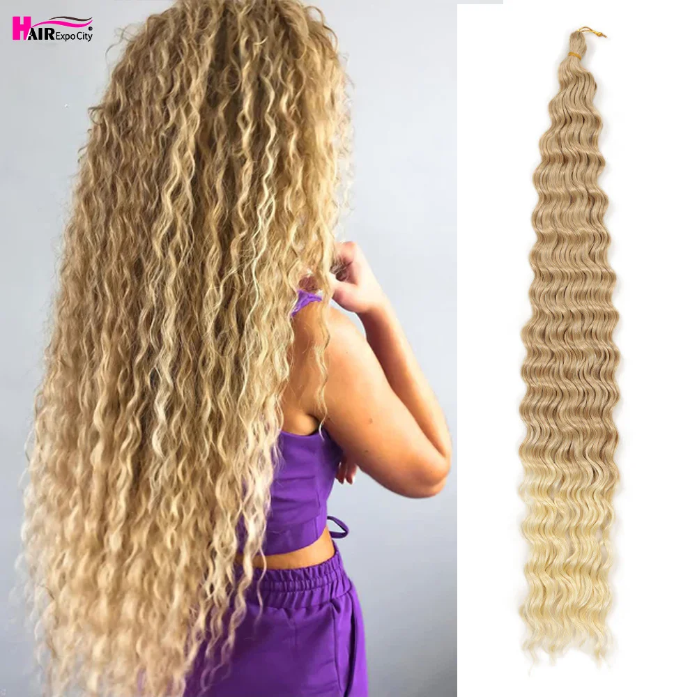 

Long Afro Curls Synthetic Deep Wave Twist Crochet Braids Hair 28" Ombre Braiding Hair Extensions High Tempreture Hair Expo City
