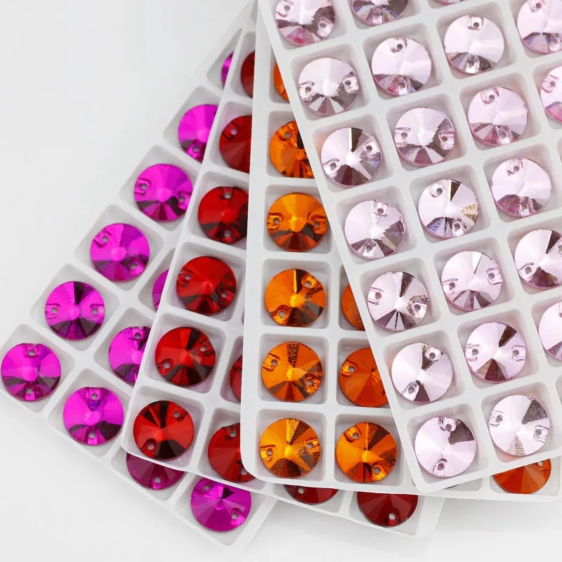 Стеклянные стразы QL разных цветов круглые с плоской задней поверхностью для